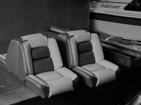 Remaking and recovering back to back boat seats, using marine grade vinyl.