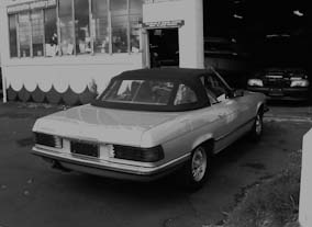 Mercedes 380 SL soft top using Navy Haartz Stayfast cloth.